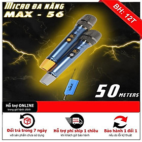 Mua BỘ ĐÔI MIC MAX 56 KHÔNG DÂY ĐA NĂNG CAO CẤP  Bộ Đôi Micro Không Dây Pin Sạc CAO CẤP