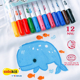 Bút vẽ lên vải 12 màu Fabric Marker Thiên Long Colokit FM-C002