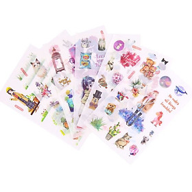 Sticker Dán Trang Trí Sổ Nhật Ký ( Nhiều Mẫu), 6 Tấm