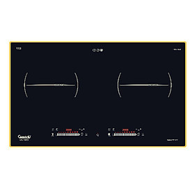 Bếp điện 02 từ CANAVAL CA-9959 Inverte Bo điều khiển Italia Chíp điều khiển SIMENS Mặt kính Ceramic Viền vàng 4 cạnh - Màu đen (4000W) - Hàng chính hãng Malaysia