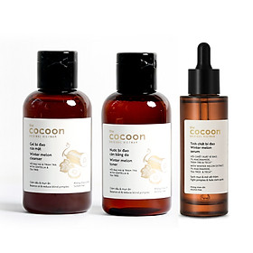 Bộ 3 Chăm sóc da mụn Cocoon: Gel rửa mặt bí đao 140ml + Toner bí đao 140ml + Serum tinh chất bí đao 70ml