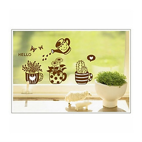 Decal Ba Chậu Cây Nâu PK179