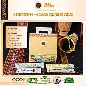 Bộ Cà Phê Hòa Tan Baka Coffee 4 Vị – Hộp Quà Đặc Sản Gia Lai, Sản Phẩm OCOP, 12 Gói 192g