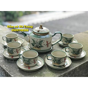 Mua Ấm chén Bát Tràng vẽ thủ công hoạ tiết chuồn khoai