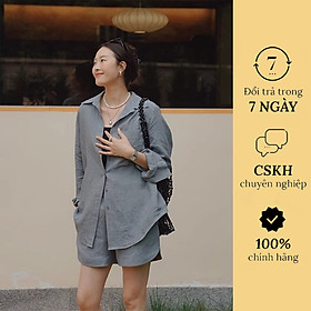 Set Đồ Nữ LINEN Haint Boutique Sơ Mi Cổ Vest Mix Short Lửng Chất Vải Mềm Mát Phong Cách Ulzzang Bv05