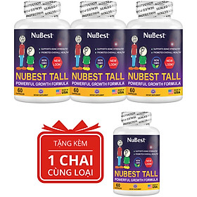 Combo 3 Hộp Thực Phẩm Bảo Vệ Sức Khoẻ Hỗ Trợ Tăng Chiều Cao Của Mỹ NuBest Tall Hộp 60 Viên New Look - Tặng 1 Hộp Cùng Loại