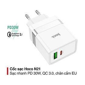 Mua Cốc sạc PD30W Hoco N21 chân tròn cổng USB và Type-C chất liệu cao cấp chống cháy - Hàng chính hãng