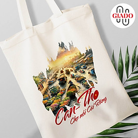 Túi canvas GIADO, túi vải bố, túi tote mẫu Cần Thơ chợ nổi Cái Răng