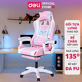 Ghế Gaming Chơi Game Deli - Bọc Da Cao Cấp - Có Gác Chân Thông Minh - Phù Hợp Game Thủ Văn Phòng Làm Việc Học Sinh Gối Tựa Lưng - Hàng Chính Hãng - E4927