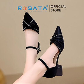 Giày cao gót nữ ROSATA RO627 bít mũi tròn quai hậu mảnh khóa cài gót cao 5cm xuất xứ Việt Nam