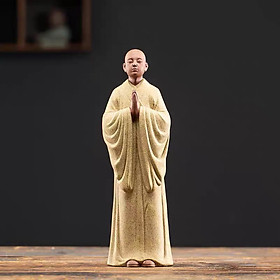 Tượng Tăng Nhân Bái Phật - Thiền Sư Bái Phật gốm Tử Sa
