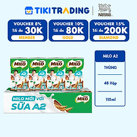 Thùng 48 Hộp Sữa Nestlé MILO A2 MỚI (110ml / Hộp)