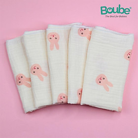 Set 5 khăn xô, khăn sữa cho trẻ sơ sinh và trẻ nhỏ Boube – Chất liệu cotton tự nhiên,mềm mịn, hút ẩm tốt, an toàn cho bé