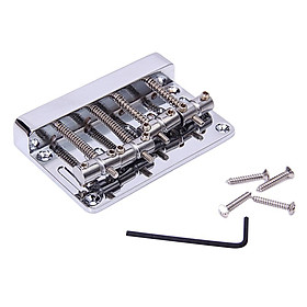4-String Bass Guitar Bridge, Mounting Screws and Hex Wrench Included--Silver