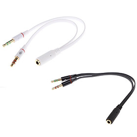 2x PC Headset to Phone Adapter 3.5mm Female to 2 Male Y Splitter Cable