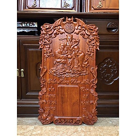 Mua Tranh đốc lịch gỗ hương cao cấp thuận buồm xuôi gió tam đa di lặc kích thước 40*70 dày3cm