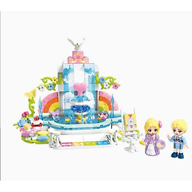 Đồ chơi xếp hình 32028 mô hình Đài phun nước với cánh đồng hoa