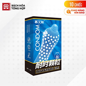 Hộp 10 cái Bao cao su Muaisi Xanh dương - Nhiều gel, gai li ti