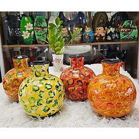 Mua Bình Hoa Sơn Mài quả trứng Cao Cấp Thanh Bình Lê size 20x21 cm cắm hoa  trang trí kệ  bàn làm việc  quà tặng ý nghĩa