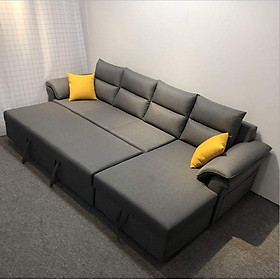 Sofa giường kéo Tundo góc L 250 x 150cm màu xám đậm