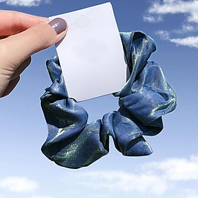 Dây buộc tóc Scrunchies Satin vân nhũ bóng sang mịn HD46 - Đỏ đô