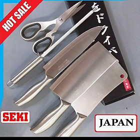 Bộ dao Nhật 5 món có khắc chữ tay cầm chắc chắn. Bộ dao kéo SKEI-JAPAN siêu bén