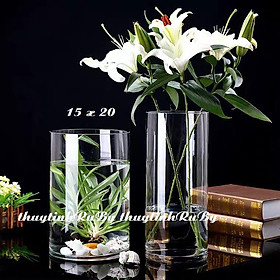 Mua Bình bông lọ hoa thủy tinh D15xH20cm  trụ cắm hoa trang trí  chậu cây thủy sinh
