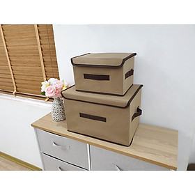 Combo 2 hộp đựng đồ tiện gọn phong cách Nhật Bản (Storage Box) - Cà phê