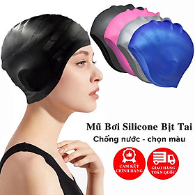 Mũ bơi người lớn chất liệu silicone cao cấp dododios dùng được cho nam, nữ ngăn nước, trùm được búi tóc dài - Mũ bơi trùm tai - Mũ bơi trùm búi tóc - Chính hãng dododios