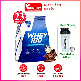 Combo Sữa tăng cơ giảm mỡ Whey 100 của TREC bịch 700 gam hỗ trợ tăng cơ, giảm mỡ cao cấp & Bình shaker 600ml (mẫu ngẫu nhiên) - Chocolate