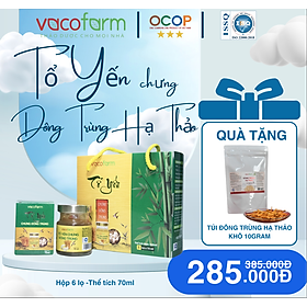 Combo 6 lọ Yến chưng Đông trùng hạ thảo VacoFarm (6 hũ/lốc) , Mua 1 lốc tặng 1 túi khô ĐTHT 10gr, Tăng cường và phục hồi sức khỏe