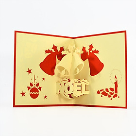 Thiệp nổi 3D handmade Merry Christmas 3D pôp-up card - Giáng sinh vui vẻ size 12x12cm, CN006