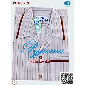 Hình ảnh Bộ Pyjama HUONGTAM Kate tay dài nam cao cấp(PDK01). Chất liệu Kate loại tốt:  mềm mại, thoáng mát, không phai màu