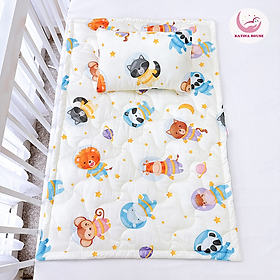 Bộ gối nệm cho bé mầm non 2-5 tuổi Katina House, vải tencel cực mềm mát thấm hút tốt