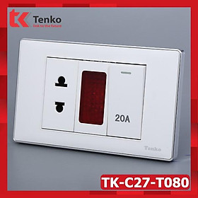 Công Tắc 20A Công Suất Cao Cho Bình Nóng Lạnh Điều Hoà - Đèn LED báo điện - Ổ Cắm 2 Chấu TENKO TK-C27-T080