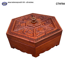 Mua Khay đựng bánh kẹo mứt tết Phúc Lộc Thọ (Gỗ Hương Loại VIP) đục chạm đẹp - bày đẹp trang trí sang trọng cho ngày tết  mang lại tài lộc cho gia đình - CTH794