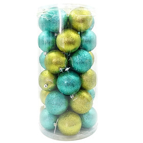 Bộ 30 Trái Châu Bóng 2 Tone Trang Trí Giáng Sinh 80 - Màu Xanh Lá-Vàng