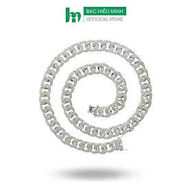 Dây Chuyền, Vòng Cổ Nam Bạc Ta Cuban Bản 12mm Dài 55cm Chính Hãng BẠC HIỂU MINH DBN079
