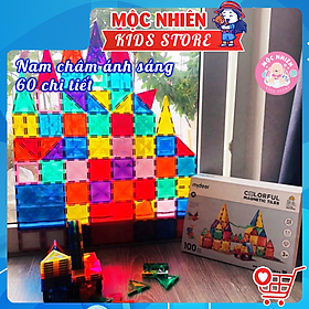 Đồ chơi xếp hình nam châm ánh sáng cầu vồng Mideer Colorful Magnetic Tiles cho bé từ 3 tuổi trở lên