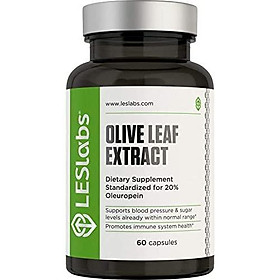 LES Labs Olive Leaf Extract, Natural Supplement for Immune System Function, Blood Sugar & Blood Pressure Support, 20% Oleuropein, 700mg, 60 Capsules