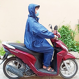 Áo mưa măng tô cho người lớn , Áo mưa có dây kéo vải dù cao cấp chống thấm nước cực tốt  màu sắc đa dạng phù hợp cho nam và nữ - Màu Xanh Nhạt