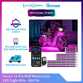 Đèn gầm xe máy Govee Motorcycle LED Light Kits H6194 | Gồm 12 dải led kháng nước, RGB 16 triệu màu nháy theo nhạc