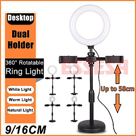 Mua Đèn livestream/Đèn Hỗ Trợ Sáng Livestream Để Bàn Có 2 Kẹp Điện Thoại -Hàng Chính Hãng