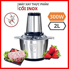 Máy Xay Thịt Cối Inox 4 Lưỡi Đa Năng, Công suất 300w xay thịt, xay tỏi ới, xay rau củ quả