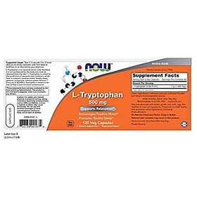 Viên Uống Giúp Thư Giản Thoải Mái Now L-Tryptophan 500mg (120 Viên Nang Thực Vật)