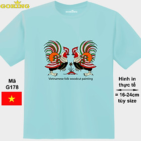 Chọi gà, mã G178. Áo thun tranh Đông Hồ siêu đẹp, form unisex cho nam nữ. Áo phông hàng hiệu Goking, quà tặng cao cấp cho gia đình, cặp đôi, lớp nhóm, doanh nghiệp, người nước ngoài