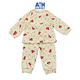 Bộ quần áo dài bé gái họa tiết hoa Bát Tiên đỏ thun cotton - AICDBGIL8PZK - AIN Closet