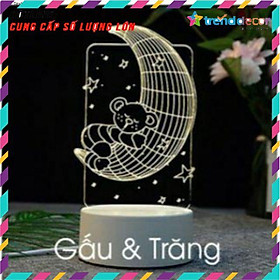 Mua 1 TẶNG 1 Mô Hình Đầu thú gỗ ghép trang trí Đèn ngủ  đèn trang trí  Led 3D