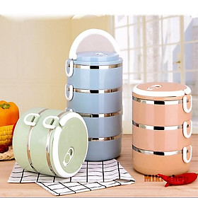 Hộp Đựng Cơm Văn Phòng Cặp Lồng Cà Mên Giữ Nhiệt Lúa Mạch Ruột Inox 4 Tầng Chất Lượng Mẫu Mã Ưu Việt