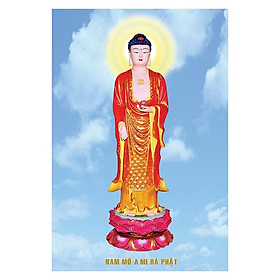 Tranh phật pháp linh thiêng treo tường trang trí phòng thờ cán gỗ MDF cao cấp nhiều mẫu, Tranh Phật Giáo Adida Phật 2275